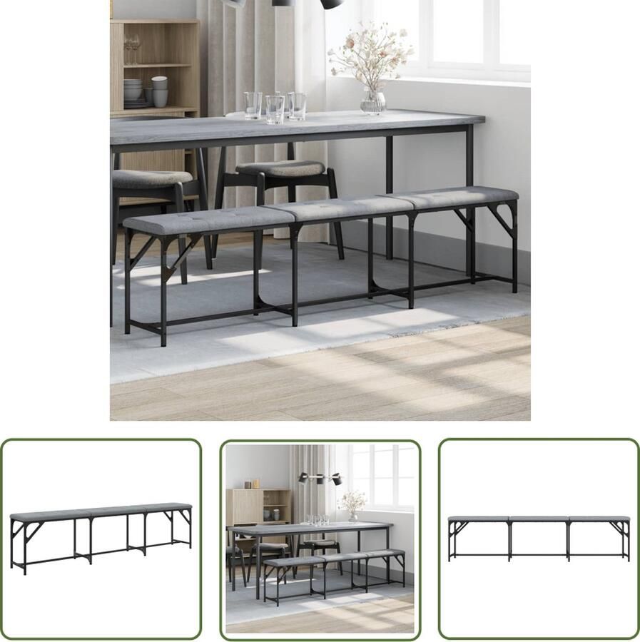The Living Store Eettafelbank Stalen Frame 186 x 32 x 45 cm Comfortabel Zitkussen Eettafelbank Keukenbank Eetkamerbank Halbank Comfortabele Bank