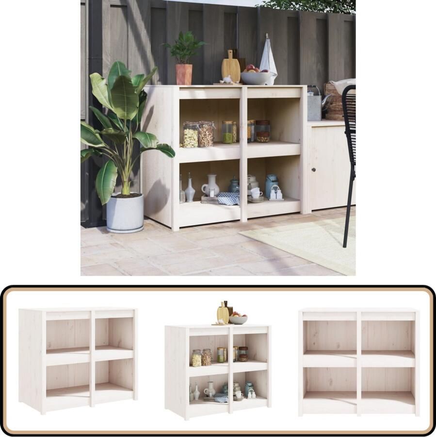 VidaXL Keukenkast 106x55x92 cm Grenenhout Wit Buitenterras Buitenshuis Eten Tuinkamer Buitenkeuken Houtsoort Grenen