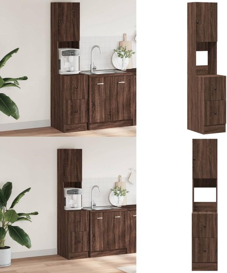 VidaXL Keukenkast 35x50x180 cm bewerkt hout bruin eikenkleurig Keukenkast Keukenkasten Keukenkastje Keuken Kast