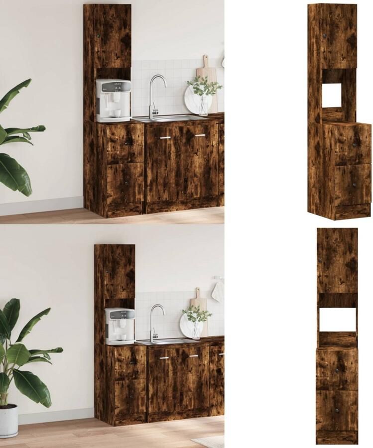 VidaXL Keukenkast 35x50x180 cm bewerkt hout gerookt eikenkleurig Keukenkast Keukenkasten Keukenkastje Keuken Kast