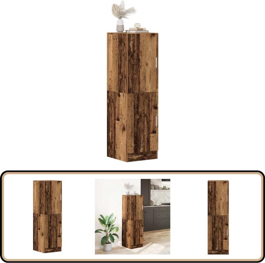 The Living Store Keukenkast 38x41 5x131 5 cm bewerkt hout oud houtkleurig Keuken Kast Houten Kast Opslag Oplossing Keuken Organisatie Vintage Kast