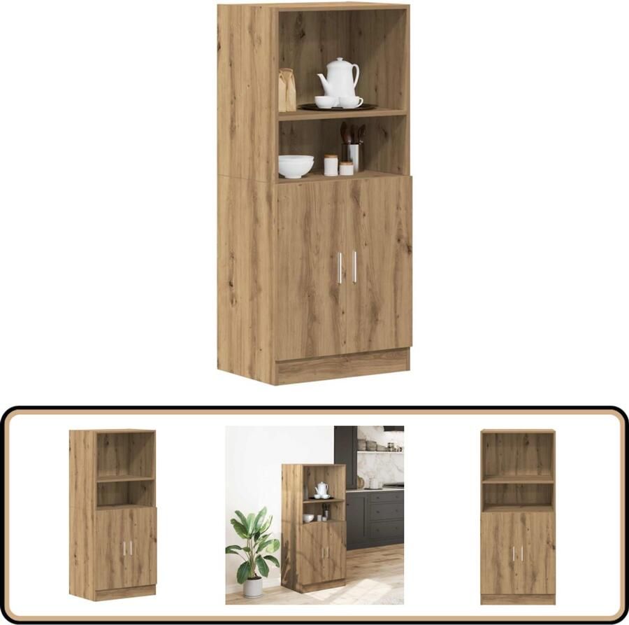 VidaXL Keukenkast 57x41 5x131 5 cm Artisanaal Eiken Keuken Kast Houten Kast Opslag Oplossing Keukenuitrusting Artisan Eiken