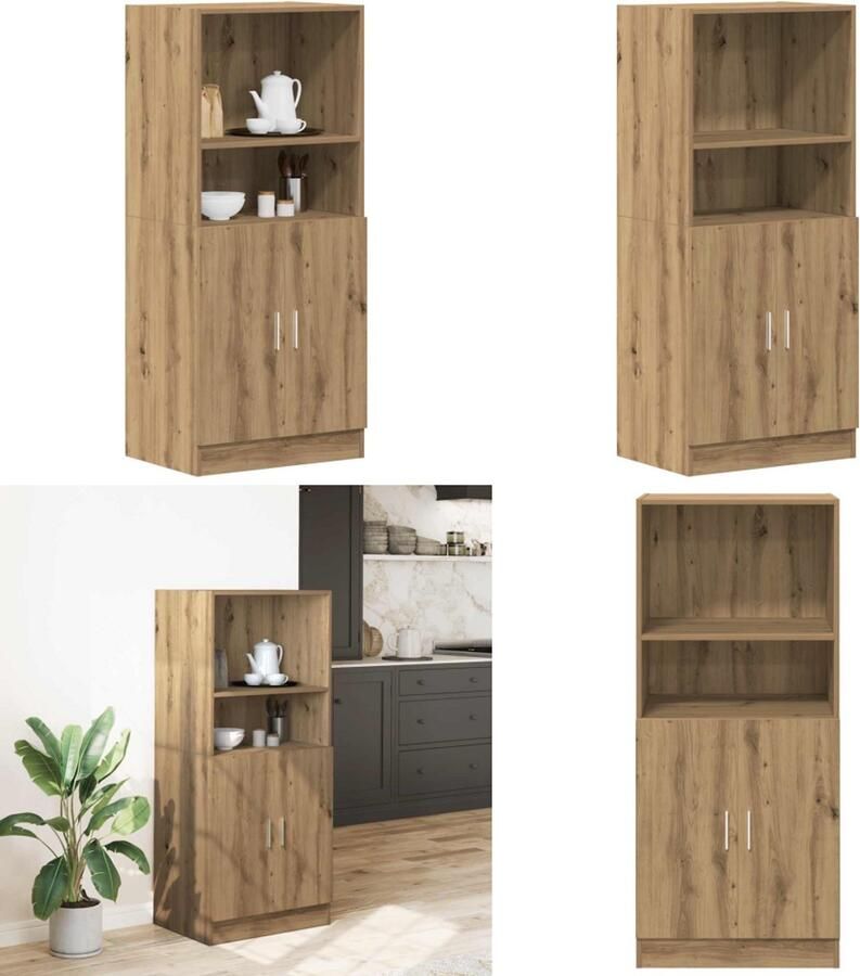 VidaXL Keukenkast 57x41 5x131 5 cm bewerkt hout artisanaal eiken Keukenkast Keukenkasten Kast Keukenkast