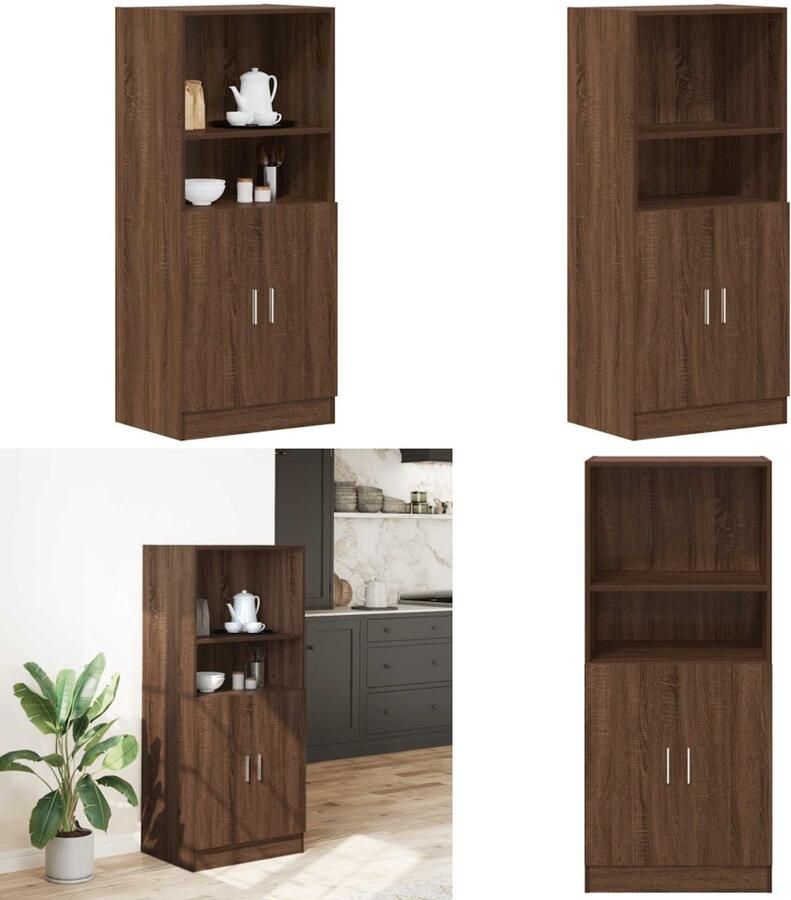 VidaXL Keukenkast 57x41 5x131 5 cm bewerkt hout bruin eikenkleurig Keukenkast Keukenkasten Kast Keukenkast