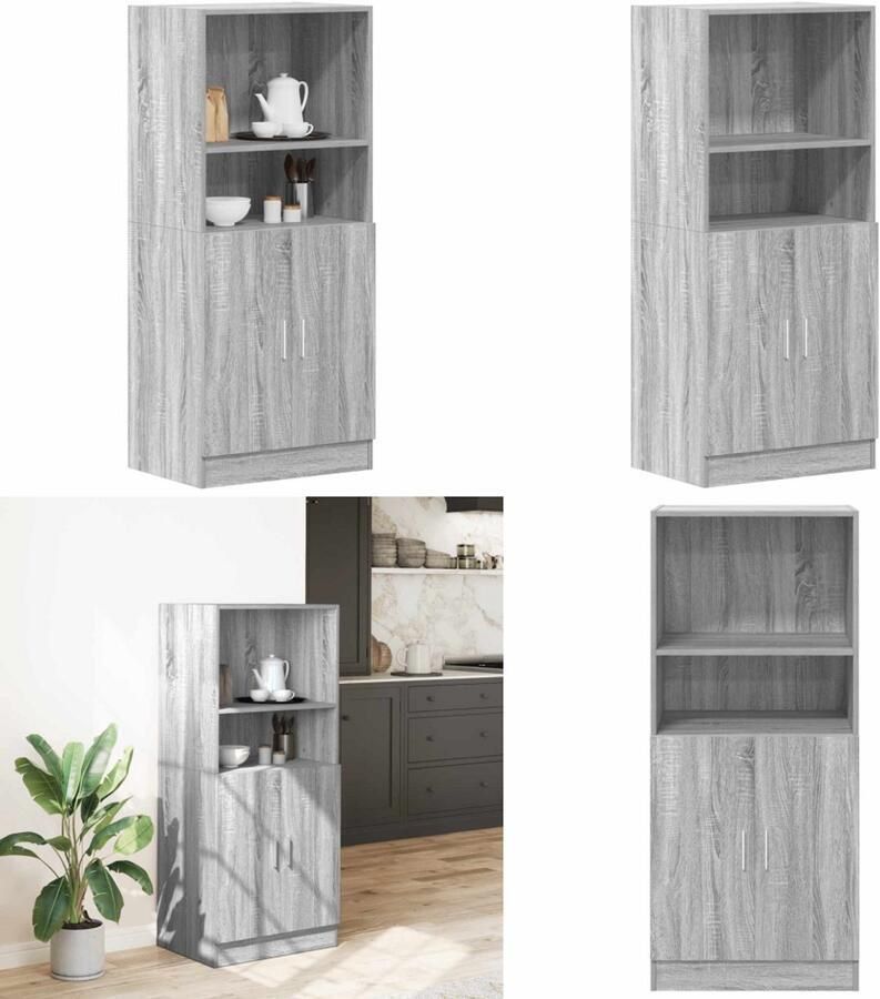 VidaXL Keukenkast 57x41 5x131 5 cm bewerkt hout grijs sonoma eiken Keukenkast Keukenkasten Kast Keukenkast