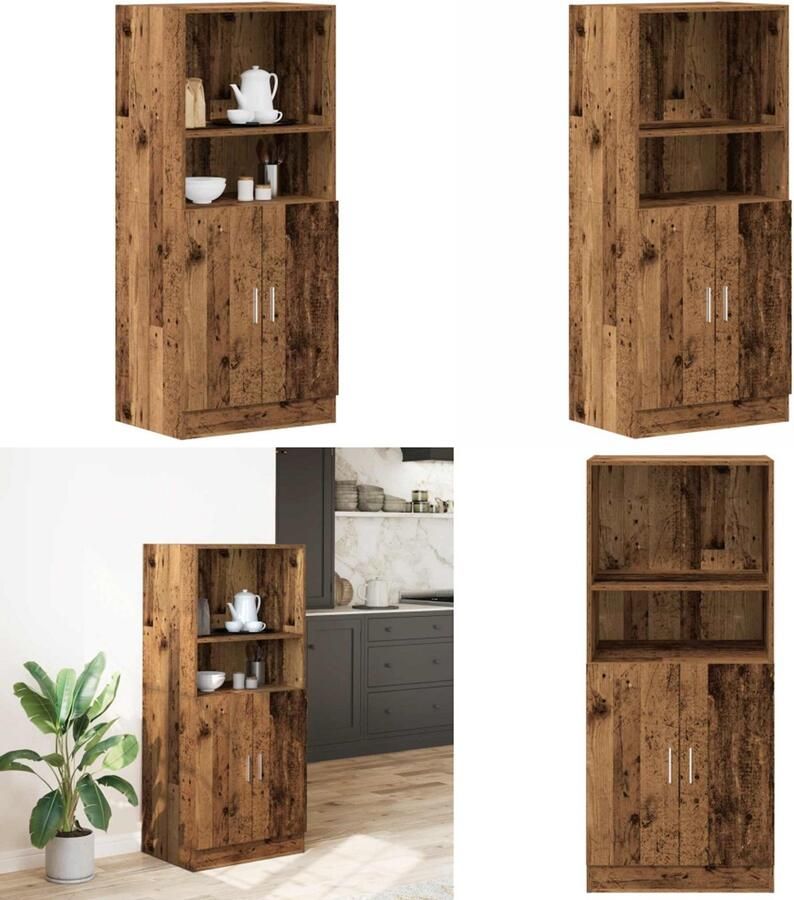 VidaXL Keukenkast 57x41 5x131 5 cm bewerkt hout oud houtkleurig Keukenkast Keukenkasten Kast Keukenkast