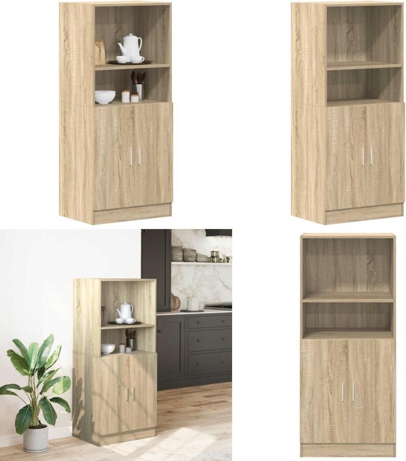 VidaXL Keukenkast 57x41 5x131 5 cm bewerkt hout sonoma eikenkleurig Keukenkast Keukenkasten Kast Keukenkast