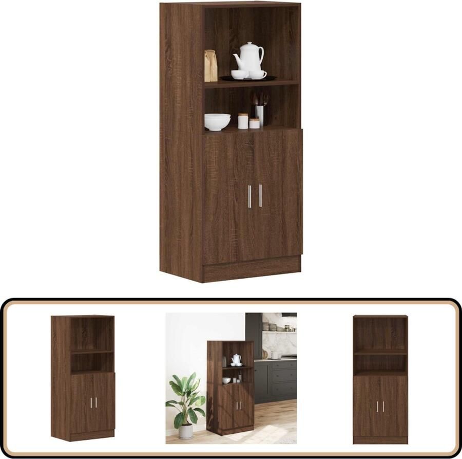 VidaXL Keukenkast 57x41 5x131 5 cm Bruin eikenkleurig Keuken Kast Houten Kast Opslagoplossing Keuken Organisatie Onderkasten