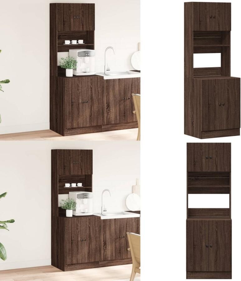 VidaXL Keukenkast 60x50x180 cm bewerkt hout bruin eikenkleurig Keukenkast Keukenkasten Keukenkastje Keuken Kast