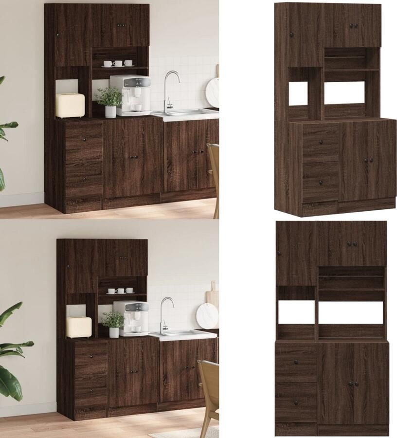 VidaXL Keukenkast 95x50x180 cm bewerkt hout bruin eikenkleurig Keukenkast Keukenkasten Keukenkastje Keuken Kast