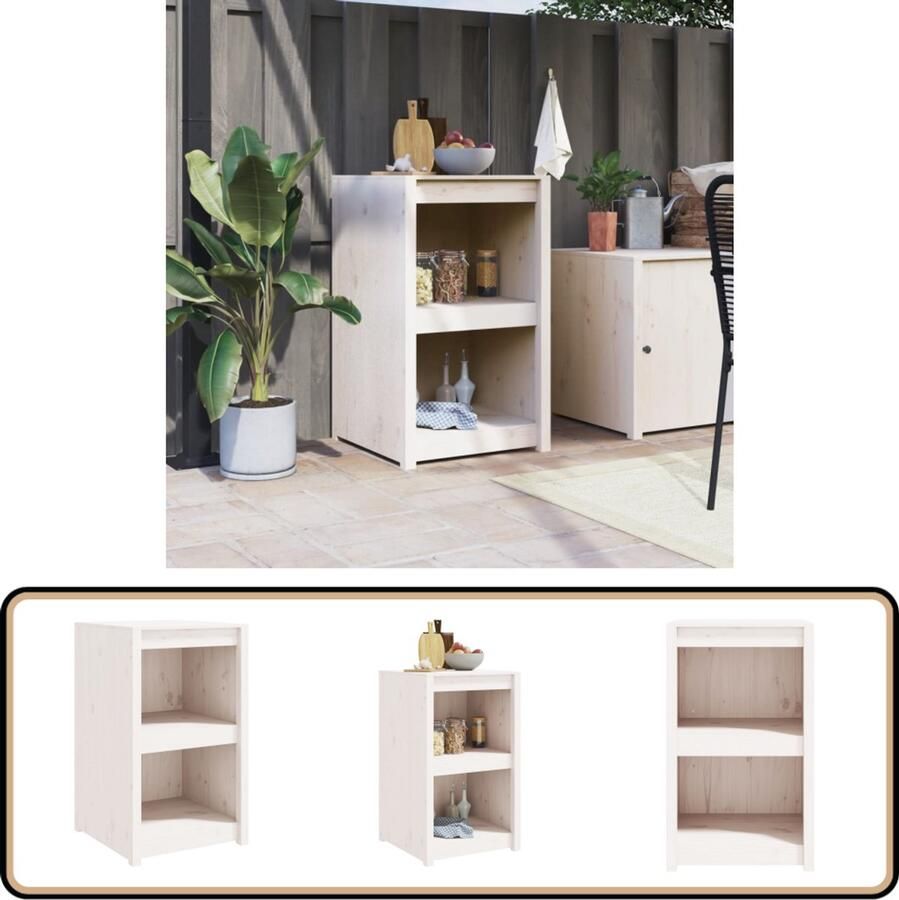 VidaXL Keukenkast Buiten 55x55x92 cm Wit Grenenhout Buitenkeuken Kast Houten Keukenkast Modulaire Keukenkast Grenenhout Keukenkast Witte Keukenkast