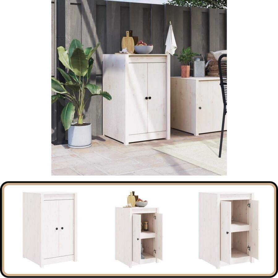 VidaXL Keukenkast Buiten Grenenhout Wit Houten Keukenkast Buitendining Tuinkamer Buitenkeuken Grenenhout