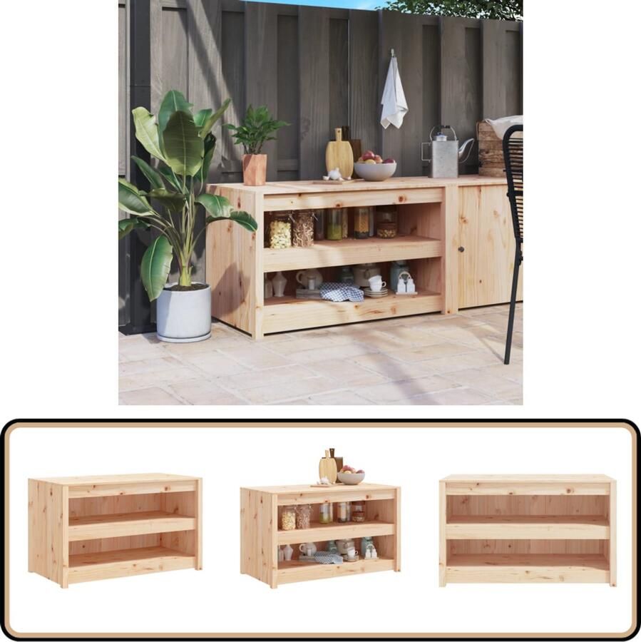 VidaXL Keukenkast Buiten Massief Grenenhout 106x55x64 cm Houten Keukenkast Buitenterras Buitenkeuken Granenhout Kast Tuinkast