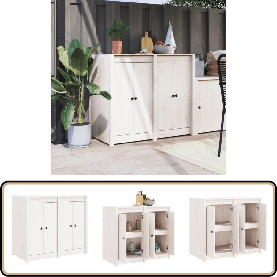 VidaXL Keukenkast Buiten Wit Grenenhout Houten Keukenkast Buitenterras Buitenkeuken Tuinkamer Balkonmeubilair