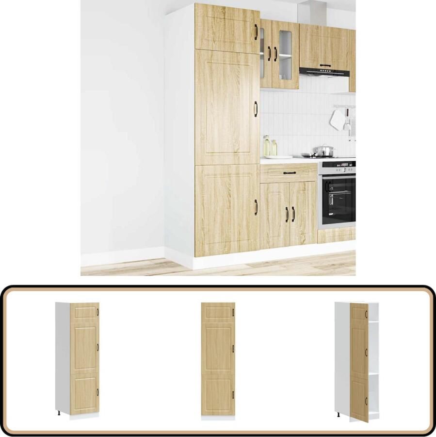 VidaXL Keukenkast Kalmar 60x57x207 cm Sonoma Eiken Keuken Kast Opslagoplossing Houten Kast Sonoma Eiken Keukenkasten Set