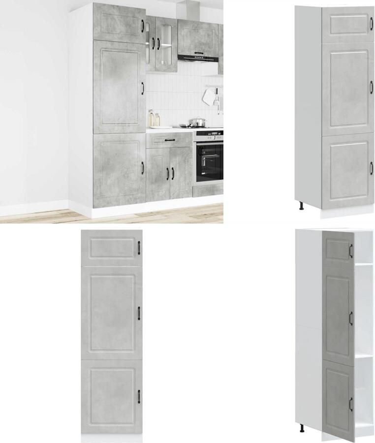 VidaXL Keukenkast Kalmar bewerkt hout betongrijs Keukenkast Keukenkasten Witte Keukenkast Hoge Keukenkast