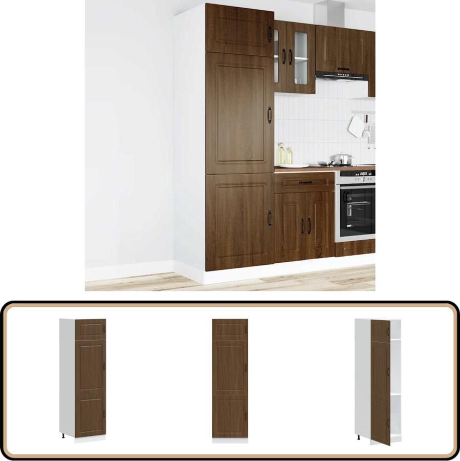 VidaXL Keukenkast Kalmar Bewerkt Hout Bruin Eikenkleur Keuken Kast Houten Kast Opslagoplossing Keuken Organisatie Bruine Eiken Kleur