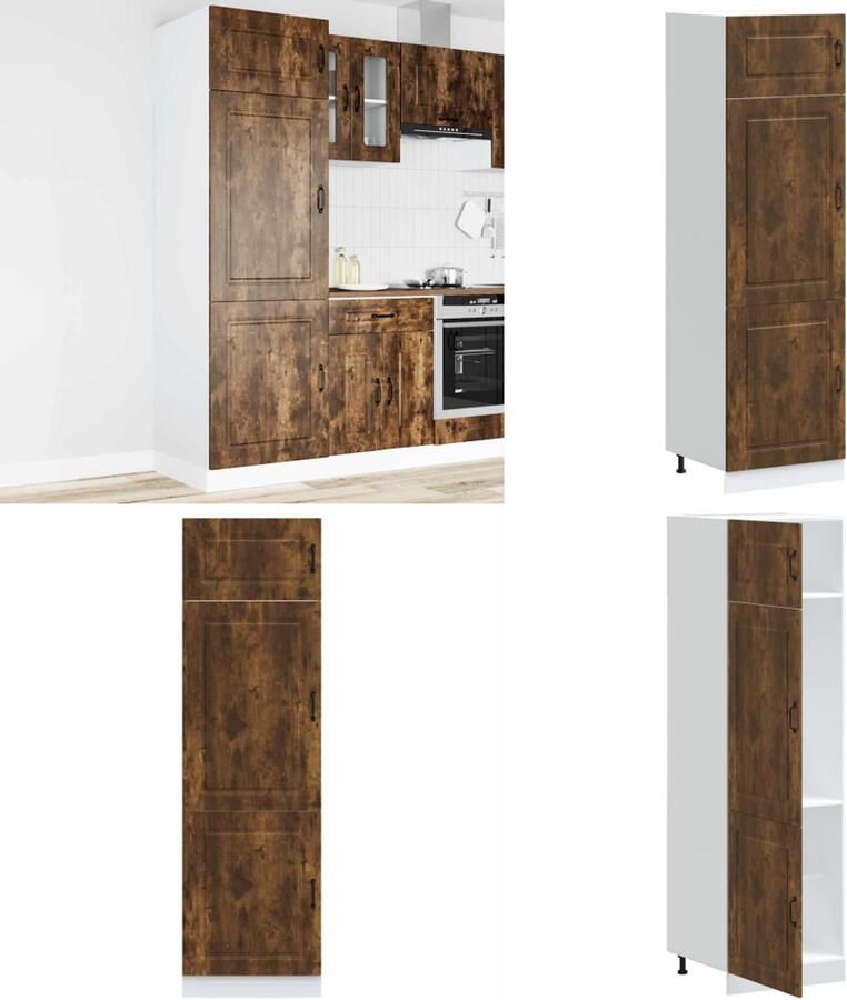 VidaXL Keukenkast Kalmar bewerkt hout gerookt eikenkleurig Keukenkast Keukenkasten Witte Keukenkast Hoge Keukenkast