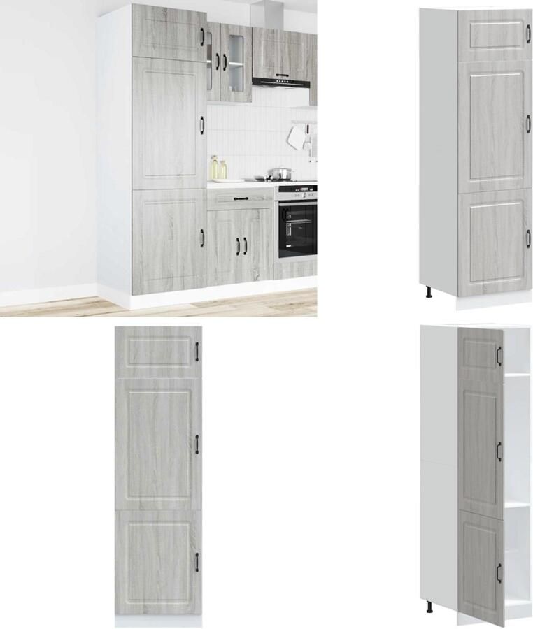 VidaXL Keukenkast Kalmar bewerkt hout grijs sonoma eiken Keukenkast Keukenkasten Witte Keukenkast Hoge Keukenkast