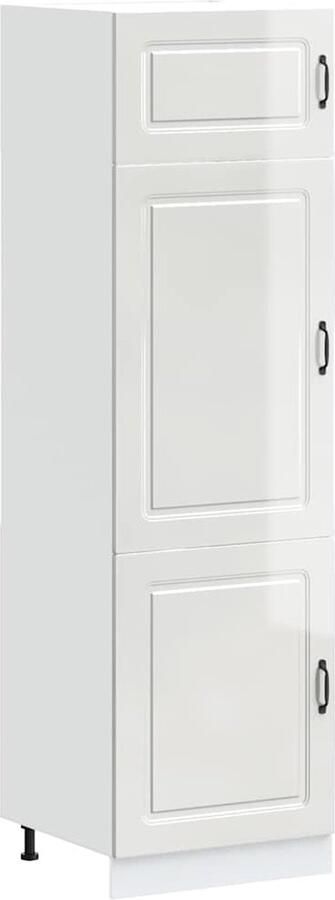 VidaXL Keukenkast Kalmar bewerkt hout hoogglans wit