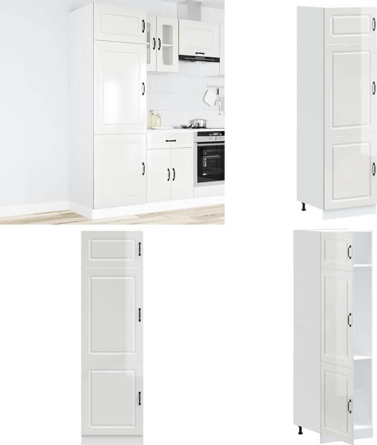 VidaXL Keukenkast Kalmar bewerkt hout hoogglans wit Keukenkast Keukenkasten Witte Keukenkast Hoge Keukenkast