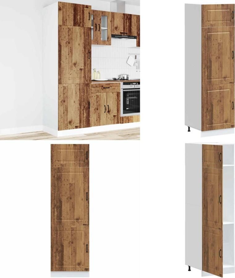 VidaXL Keukenkast Kalmar bewerkt hout oud houtkleurig Keukenkast Keukenkasten Witte Keukenkast Hoge Keukenkast