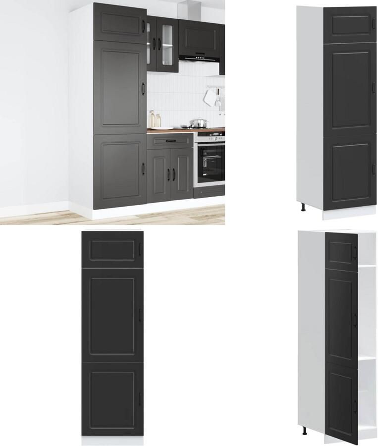 VidaXL Keukenkast Kalmar bewerkt hout zwart Keukenkast Keukenkasten Witte Keukenkast Hoge Keukenkast