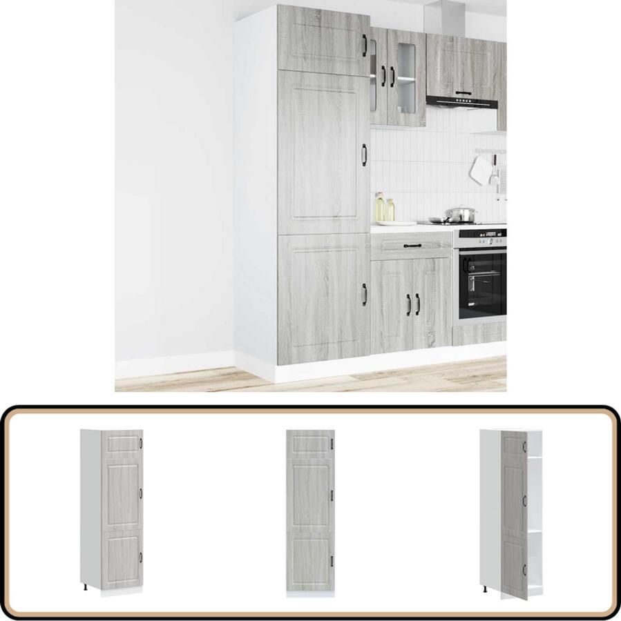 VidaXL Keukenkast Kalmar Grijs Sonoma Eiken 60x57x207 cm Keuken Kast Grijze Keuken Kast Houten Keuken Kast Opslagruimte Keuken Kalmar Serie