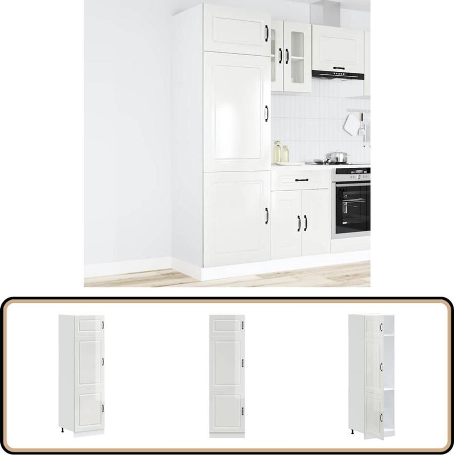 VidaXL Keukenkast Kalmar Hoogglans Wit 60x57x207 cm Keuken Kast Witte Keuken Kast Kookeiland Kast Opslagkast Keuken Houten Keuken Kast