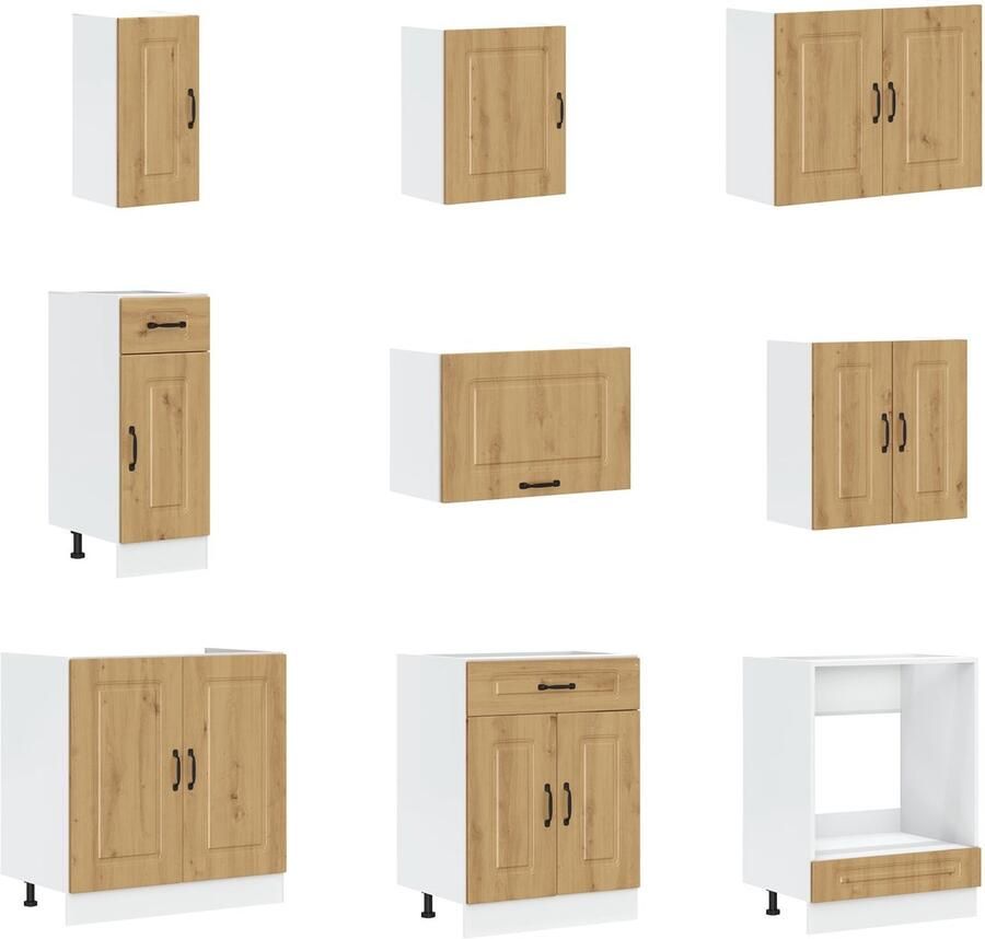 VidaXL Keukenkast Kalmar met Dubbele Wasbakken Artisan Eiken Geengineerd Hout - Foto 2