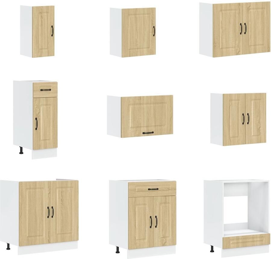 VidaXL Keukenkast Kalmar met Dubbele Wasbakken Sonoma Eiken Geengineerd Hout - Foto 2