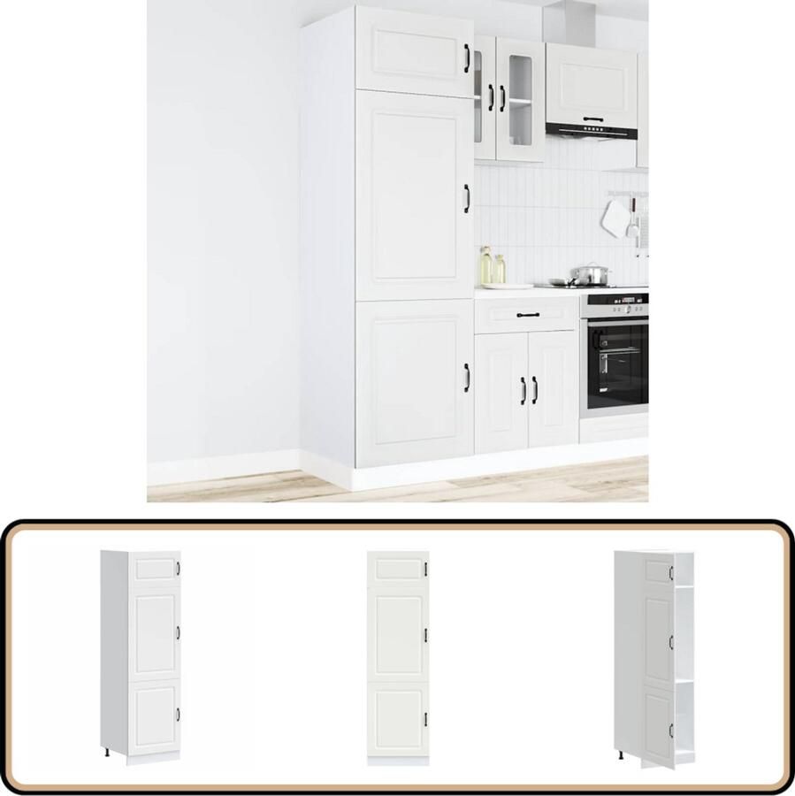 VidaXL Keukenkast Kalmar Wit Bewerkt hout Keukenkast Houten Kast Opslagoplossing Keukenmeubel Kalmar Serie