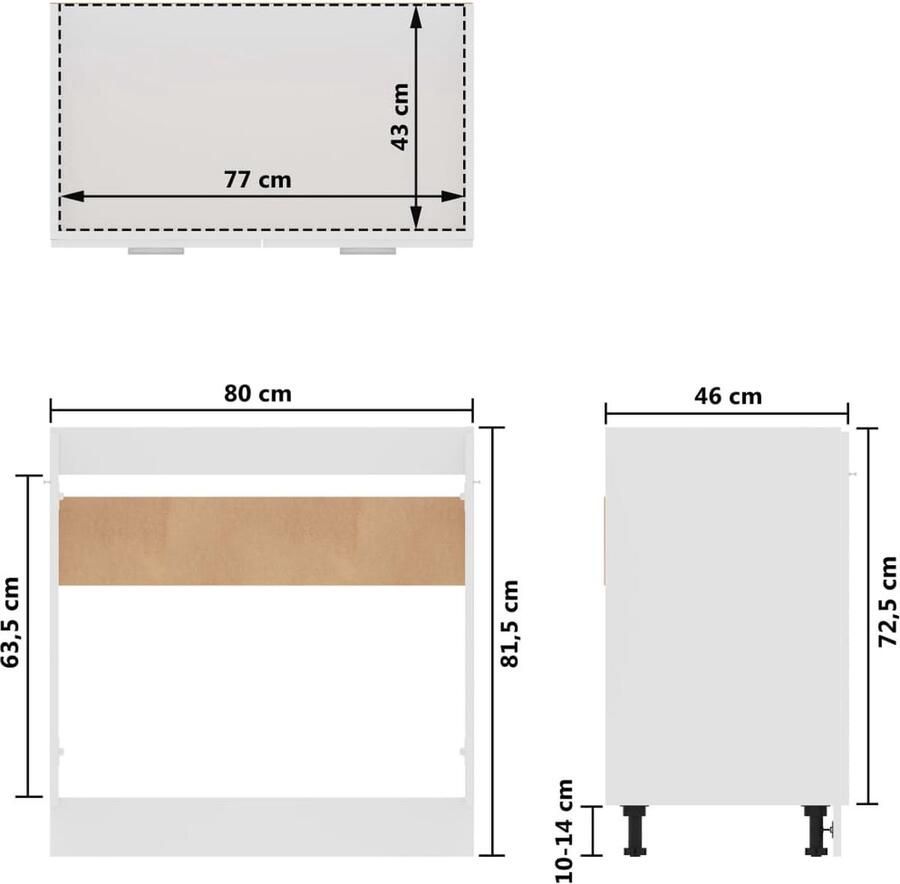 VidaXL Kastenset 4-delig Wit 60 x 31 x 60 cm 60 x 46 x 81.5 cm 80 x 31 x 60 cm 80 x 46 x 81.5 cm Keukenkast