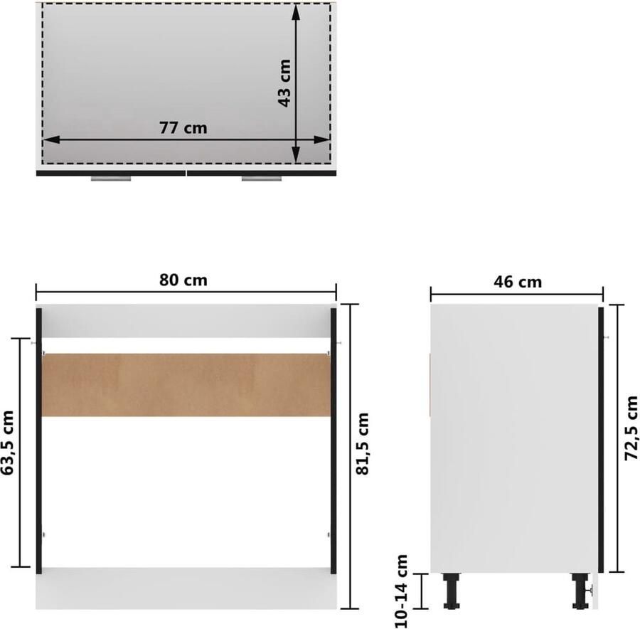 VidaXL Keukenkast Keukenkasten Kast Kasten 4-delige Keukenkastenset bewerkt hout zwart