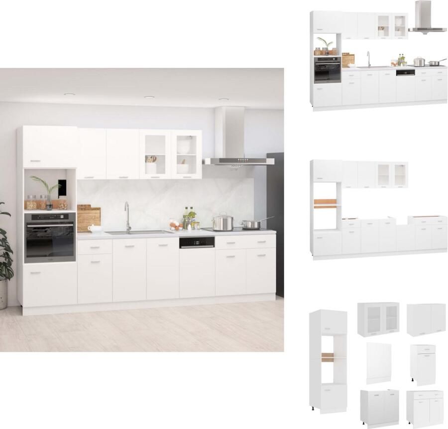VidaXL Keukenkast Keukenkasten Kast Kasten 7-delige Keukenkastenset bewerkt hout wit