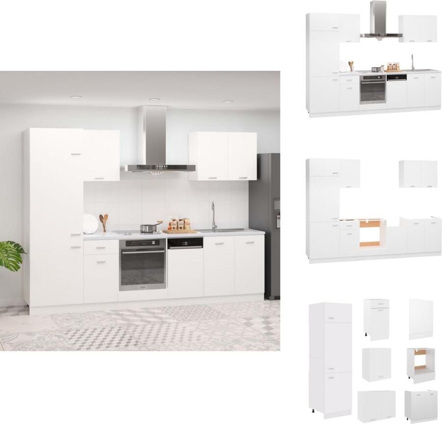 VidaXL Keukenkast Keukenkasten Kast Kasten 7-delige Keukenkastenset bewerkt hout wit - Foto 2