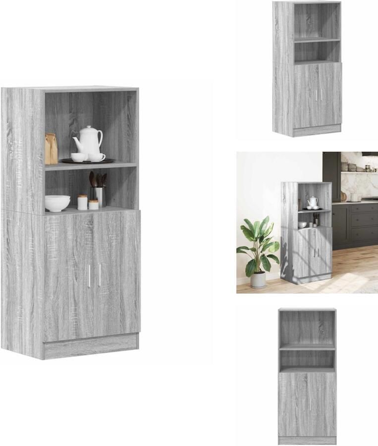 VidaXL Keukenkast Keukenkasten Kast Keukenkast 57x41 5x131 5 cm bewerkt hout grijs sonoma eiken