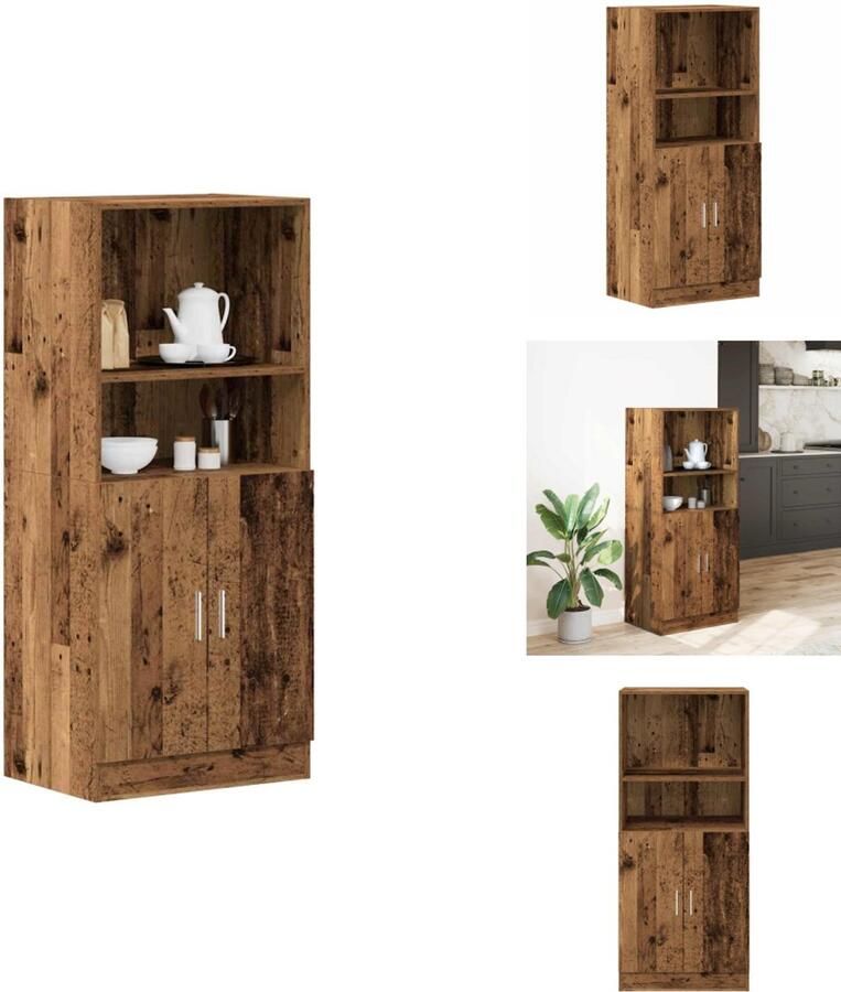 VidaXL Keukenkast Keukenkasten Kast Keukenkast 57x41 5x131 5 cm bewerkt hout oud houtkleurig
