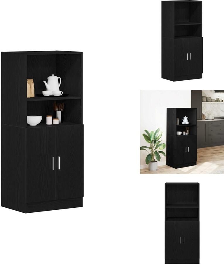 VidaXL Keukenkast Keukenkasten Kast Keukenkast 57x41 5x131 5 cm bewerkt hout zwart