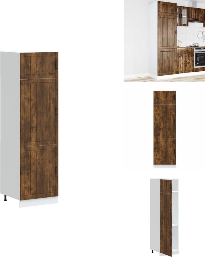 VidaXL Keukenkast Keukenkasten Keuken Kast Keuken Kasten Keukenkast Lucca bewerkt hout gerookt eikenkleurig