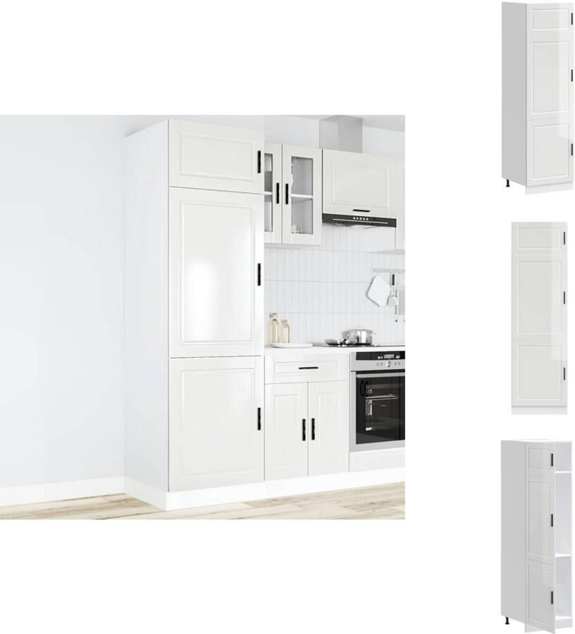 VidaXL Keukenkast Keukenkasten Keuken Kast Keuken Kasten Keukenkast Porto bewerkt hout hoogglans wit