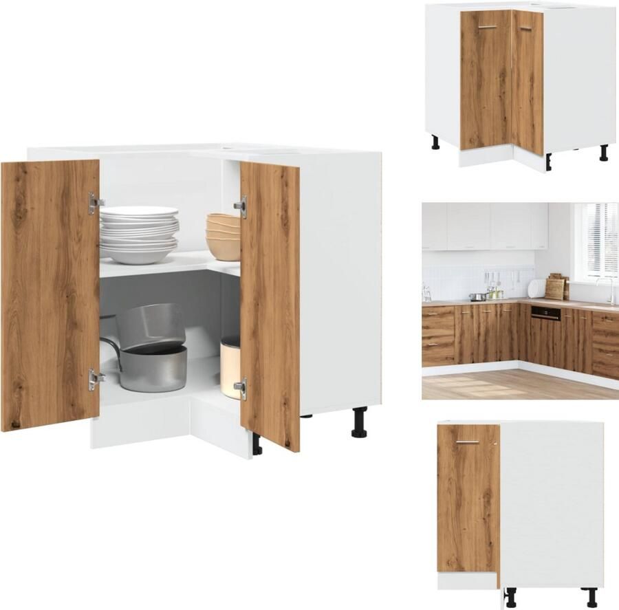VidaXL Keukenkast Keukenkasten Keuken Kast Keukenkastje 75 5x75 5x81 5 cm bewerkt hout artisanaal eiken