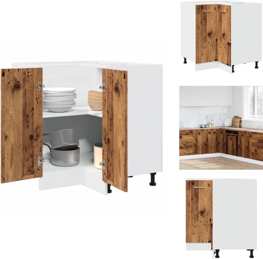 VidaXL Keukenkast Keukenkasten Keuken Kast Keukenkastje 75 5x75 5x81 5 cm bewerkt hout oud houtkleurig
