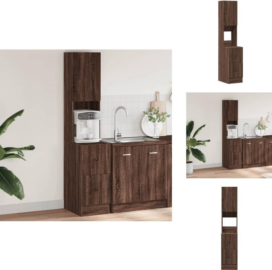 VidaXL Keukenkast Keukenkasten Keukenkastje Keuken Kast Keukenkast 35x50x180 cm bewerkt hout bruin eikenkleurig