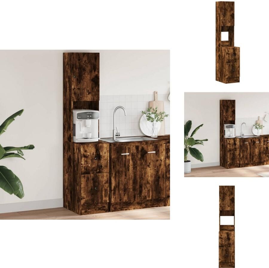 VidaXL Keukenkast Keukenkasten Keukenkastje Keuken Kast Keukenkast 35x50x180 cm bewerkt hout gerookt eikenkleurig