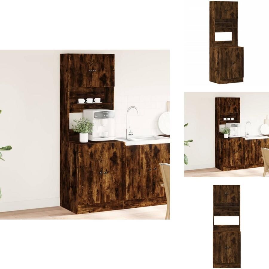 VidaXL Keukenkast Keukenkasten Keukenkastje Keuken Kast Keukenkast 60x50x180 cm bewerkt hout gerookt eikenkleurig