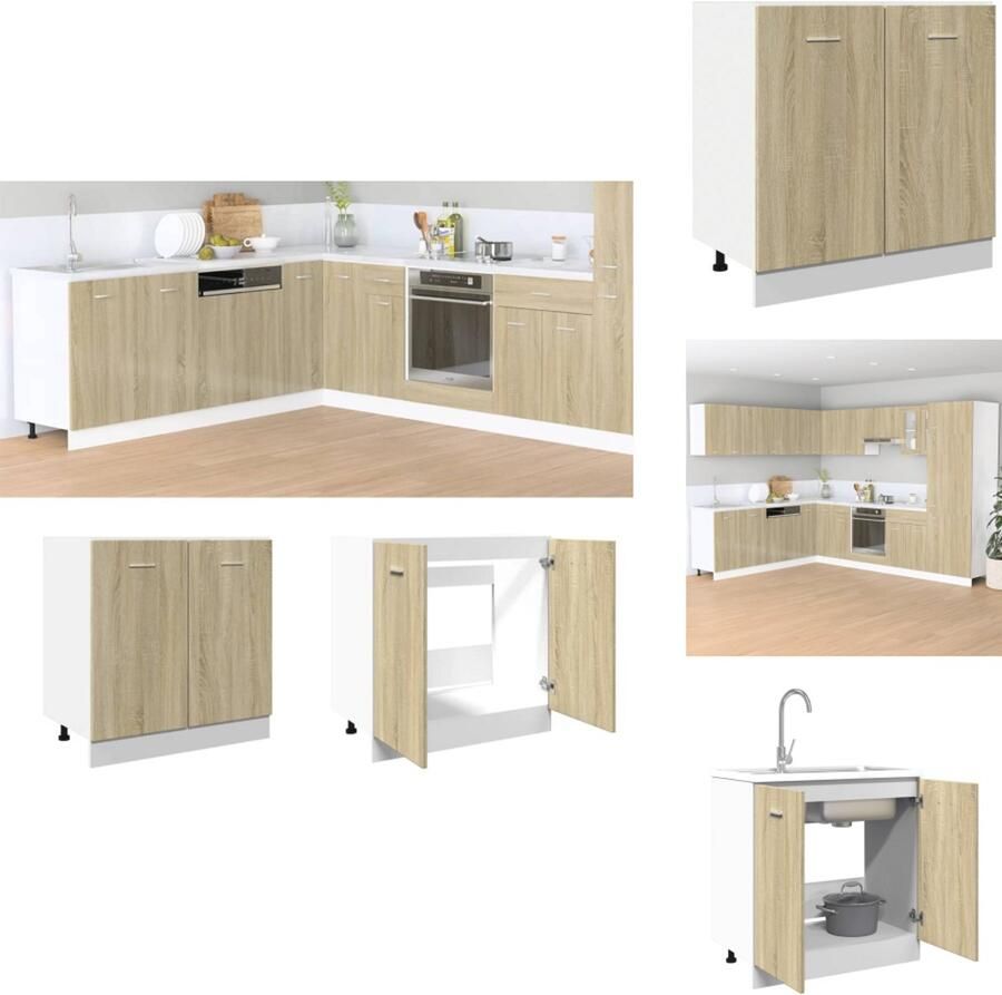 VidaXL Keukenkast Keukenkasten Keukenkastje Onderkast Keuken Onderkast 80x46x81 5 cm bewerkt hout sonoma eikenkleurig
