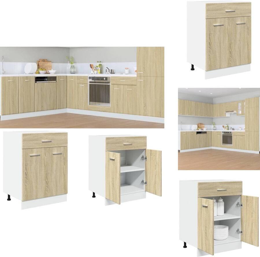 VidaXL Keukenkast Keukenkasten Keukenkastje Onderkast Keuken Onderkast met lade 60x46x81 5 cm spaanplaat sonoma eikenkleurig