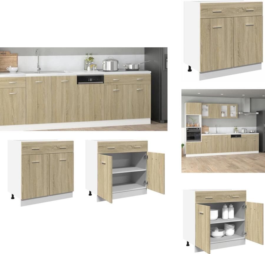 VidaXL Keukenkast Keukenkasten Keukenkastje Onderkast Keuken Onderkast met lade 80x46x81 5 cm spaanplaat sonoma eikenkleurig