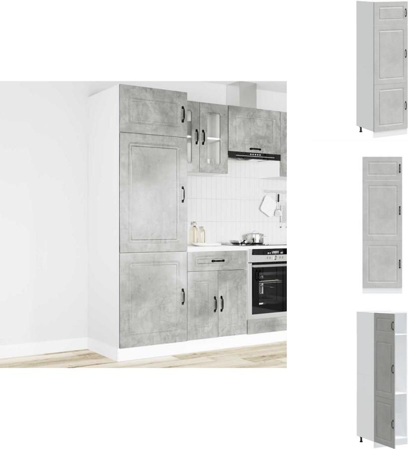 VidaXL Keukenkast Keukenkasten Witte Keukenkast Hoge Keukenkast Kalmar bewerkt hout betongrijs